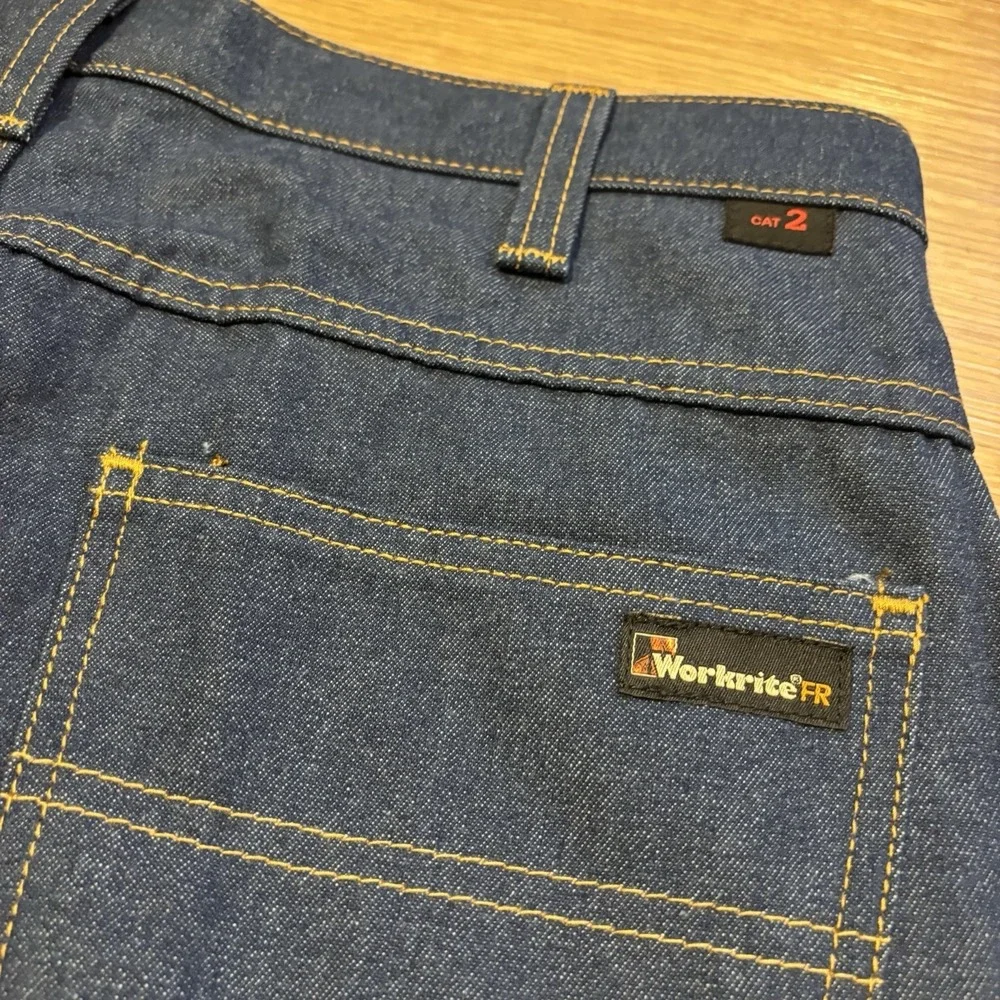 NWT Workrite FR Westex Indigo Jeans Mens 32x30 CAT 2/2112 Rigid Denim Workwear - Picture 7 of 12